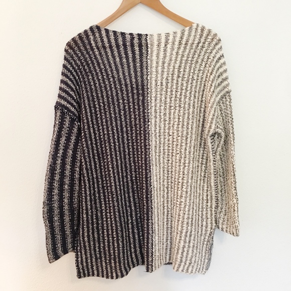 Free People oversized sweater striped  mixed knit - Picture 2 of 4